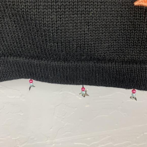 Vtg Jack B Quick Sweater Womens 2X Black Star Embroidered Beaded Cardigan - Picture 3 of 8